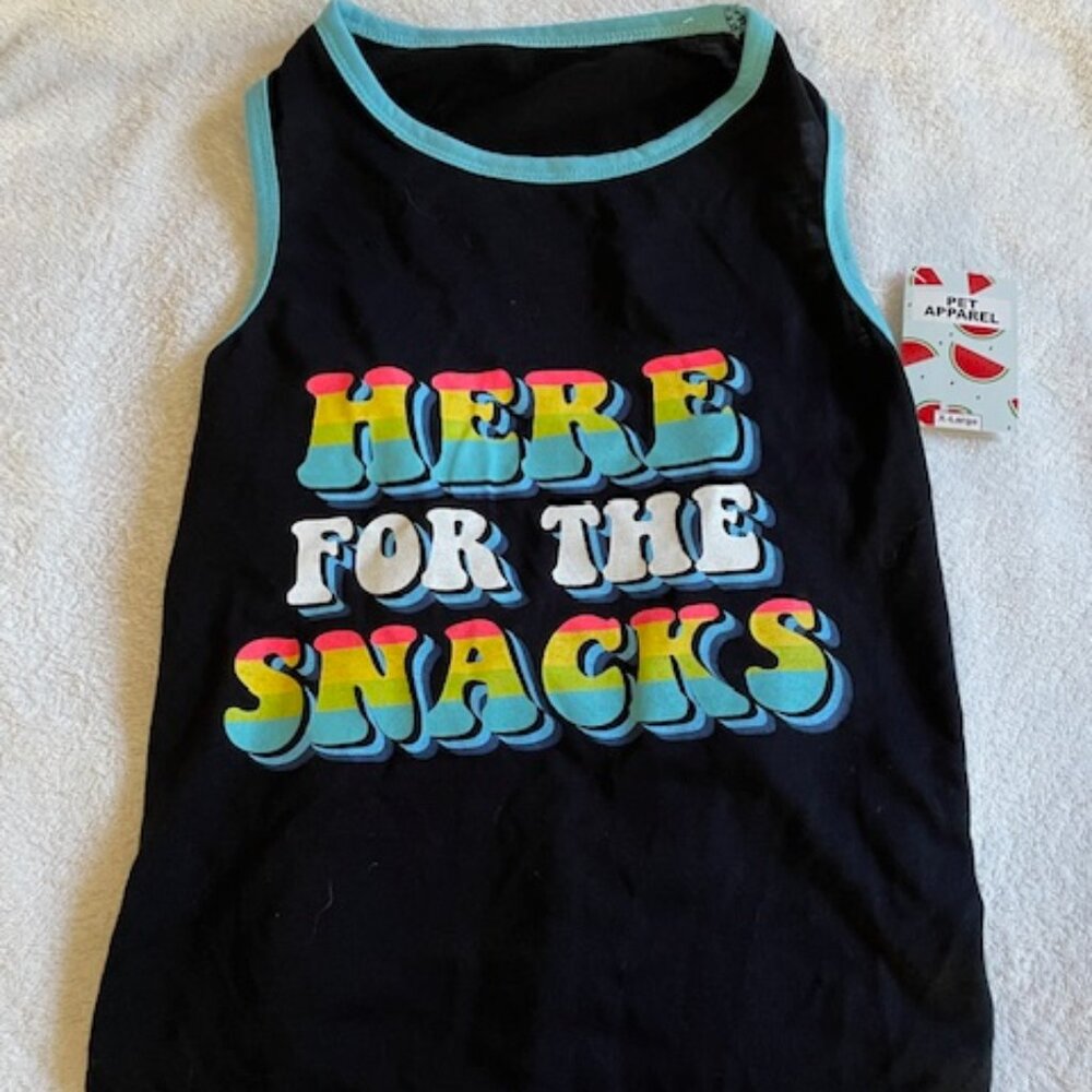 DOG CLOTHES, SHIRT (HERE FOR THE SNACKS)